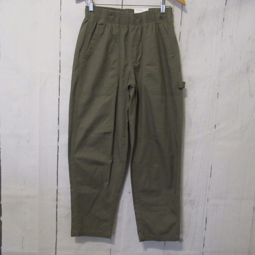 New Old Navy Pants S Green Pull On Utility Military High Rise Barrel Leg Pulla